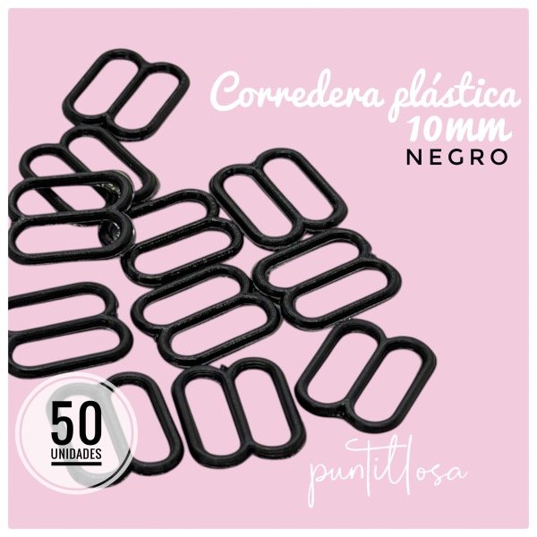 Producto - Corredera 10mm Nylon Negro - 50 unidades