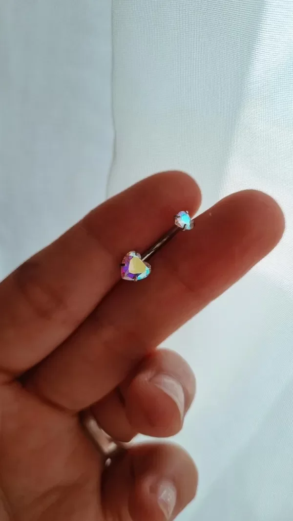 Producto - Piercing ombligo doble corazon tornasol aq
