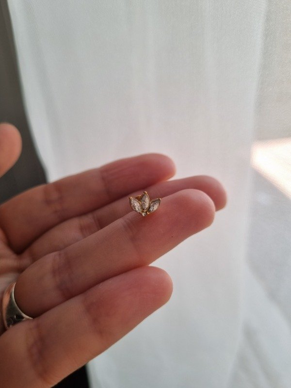 Producto - Piercing libreta 3 strass acero dorado