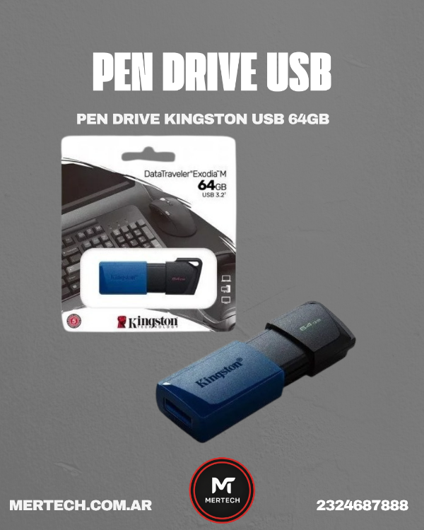 Producto - Pen Drive KINGSTON 64GB USB 3.2 DTXM/64GB (6260)