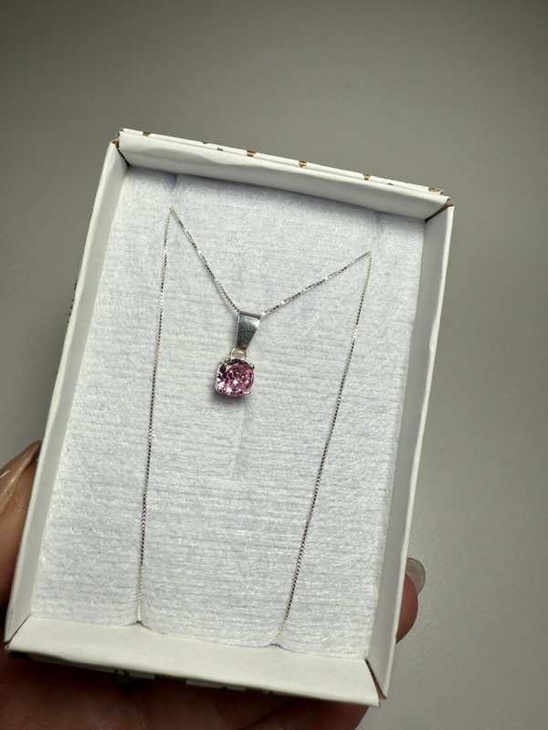 Producto - Conjunto cadena + dije piedra rosa - 1