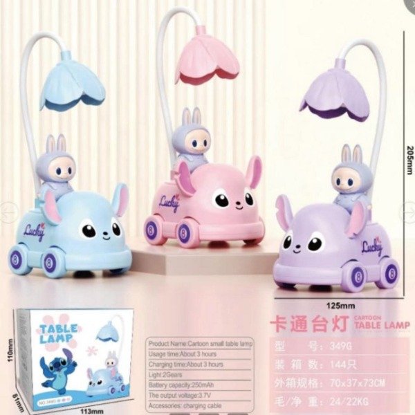 Producto - Lámpara Velador Recargable USB Con Ruedas Y Muñeco Labubu 2 Modos 2510242