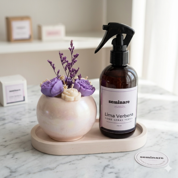 Producto - Bandeja bouquet de flores y aromatizante textil