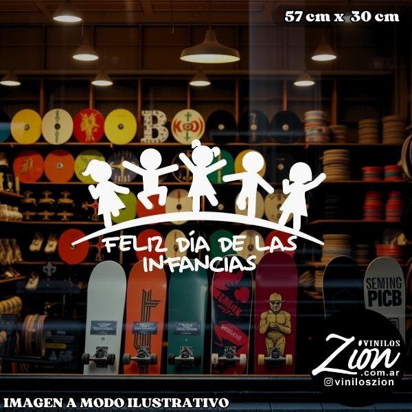 Producto - Vinilos decorativos: Feliz Dia de las Infancias saltando