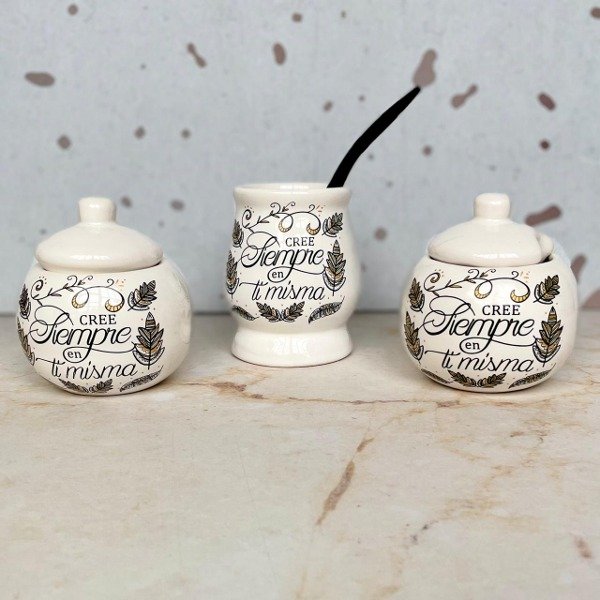 Producto - SET "Cree siempre en ti" - 1 Mate c/bombilla + 1 Azucarera + 1 Yerbera.