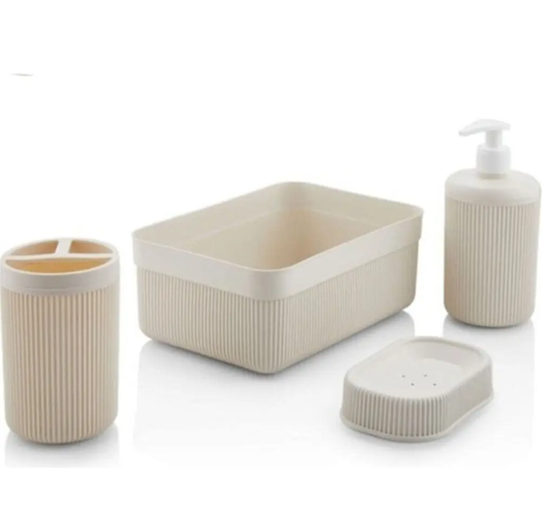 Producto - Set de Accesorios Organizadores de Baño X4 Piezas "Natural"