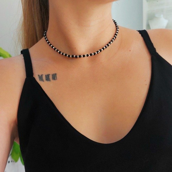 Producto - Chocker cristales negros con bolitas