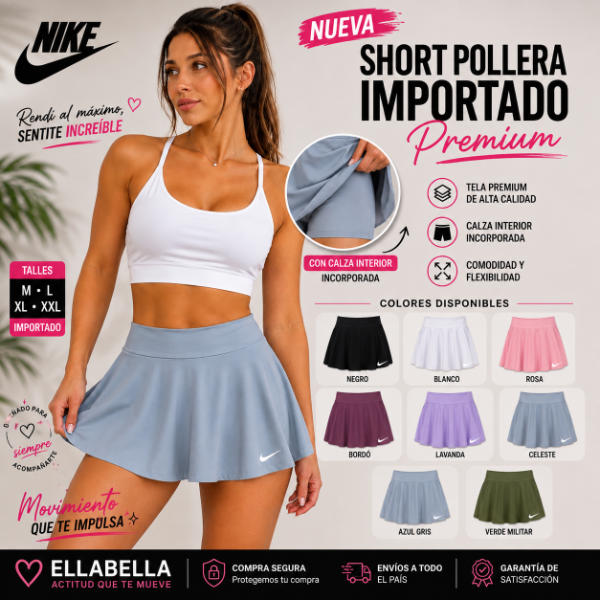 Short Pollera Deportivo Mujer Premium con Calza Interna
