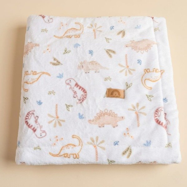 Producto - Manta Polar con corderito "Dinos Blanco"