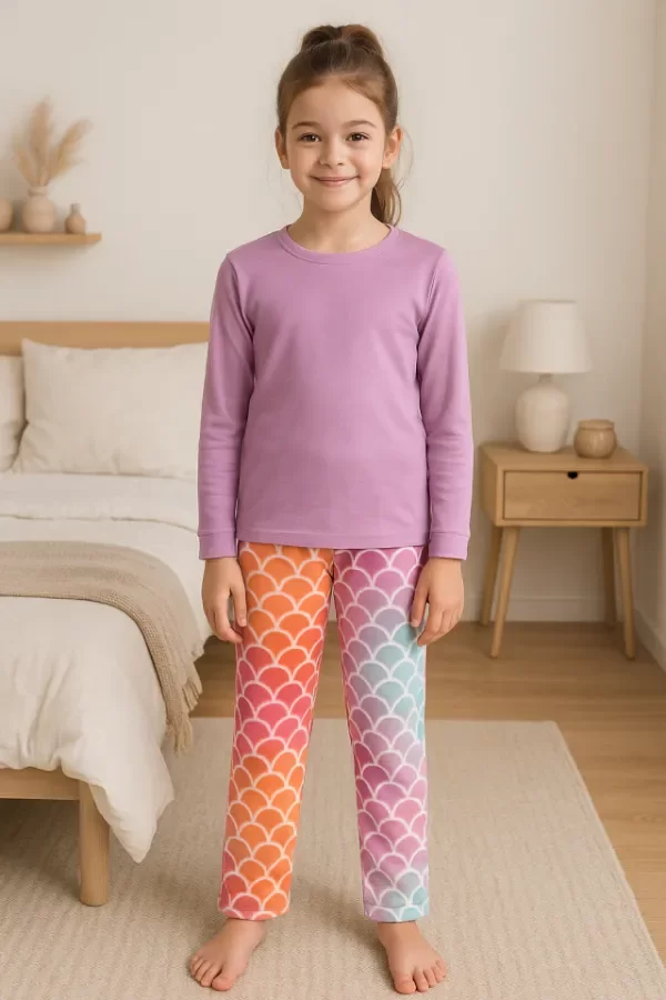 Producto - Pijama Sirena Polar Multicolor + gomita pelo