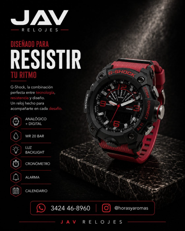Producto - Reloj Modelo G-Shock Rojo  - Hombre Deportivo Anadigi