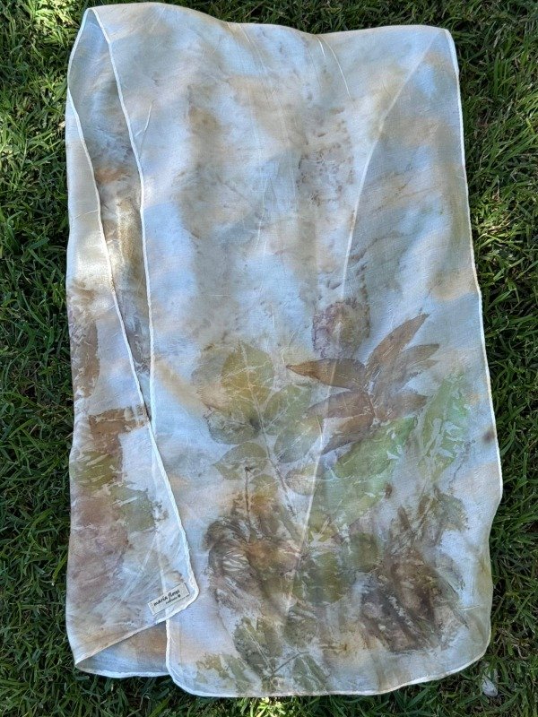 Producto - Chalina Mini ECOPRINT Seda Natural WHITE