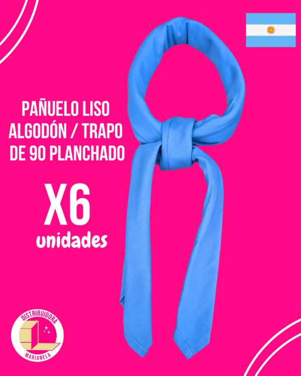Producto - Pañuelo Algodón planchado 90 cm Colores Clásicos - Pack x6 unidades