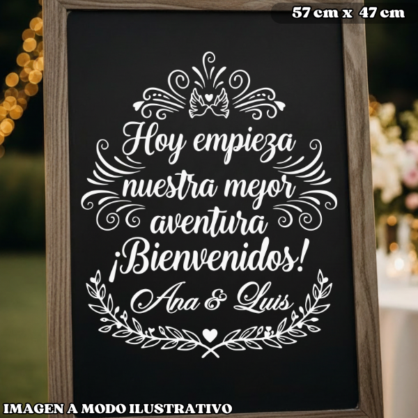 Producto - Vinilo Decorativo Casamiento: Hoy Empieza Nuestra mejor aventura Bienvenidos