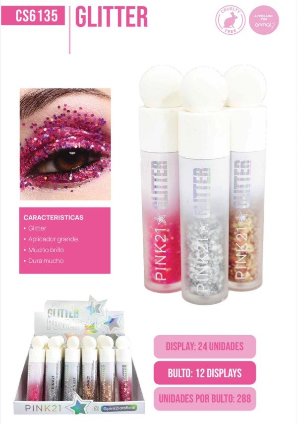 Producto - glitter en gel pink 21
