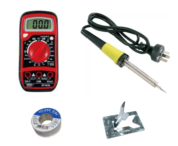 Producto - Kit 1 de electrónica - Tester, soldador y estaño