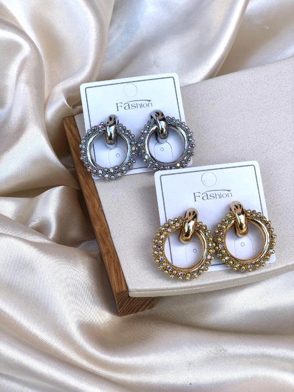 Producto - Aros argollas doble con glitters