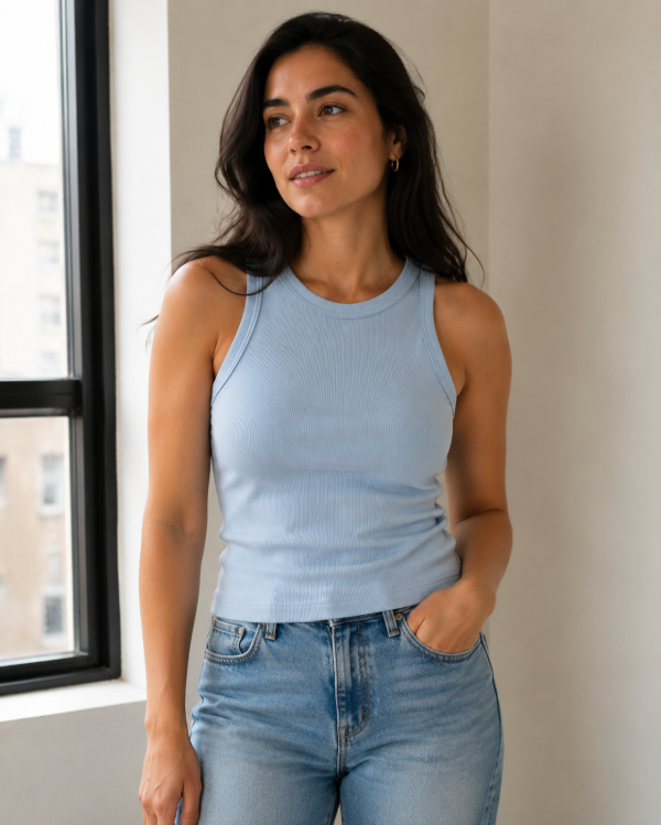 Producto - Musculosa Gema Ribb celeste - 0