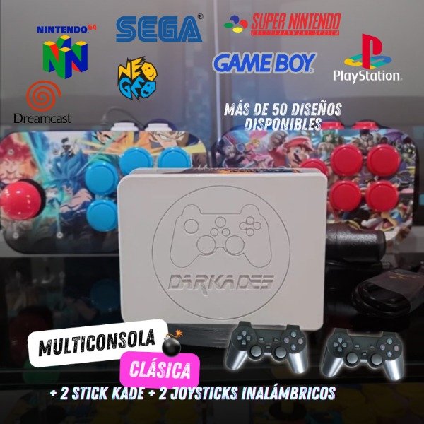 Producto - MULTICONSOLA CLASICA + 2 JOYSTICKS INALAMBRICOS + 2 JOYSTICKS ARCADE STICK KADE