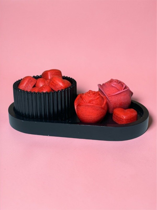Producto - Combo #22: 10 Wax Melt corazon + 2 Rosas + Circus + Bandeja de 18cm
