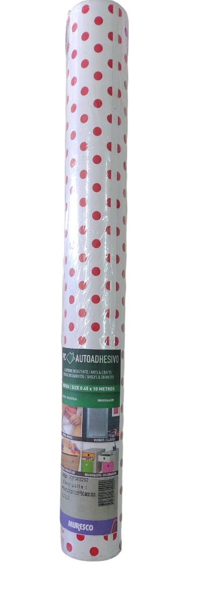 Producto - Contac Blanco c/lunares Rojo 45x10mts. Muresco