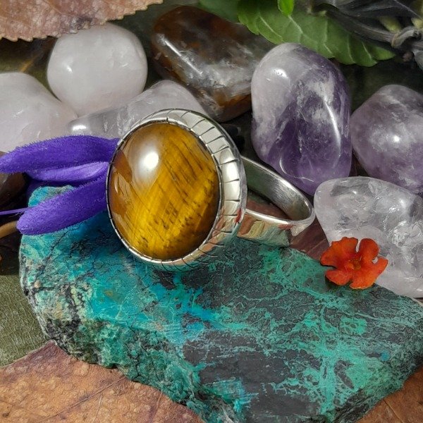 Producto - Anillo de alpaca con Ojo de Tigre grande - 0