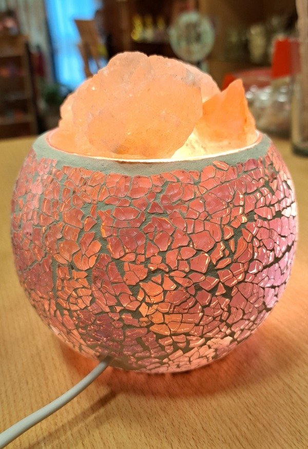 Producto - Lampara de Sal Fanal Vidrio Agrietado Lila