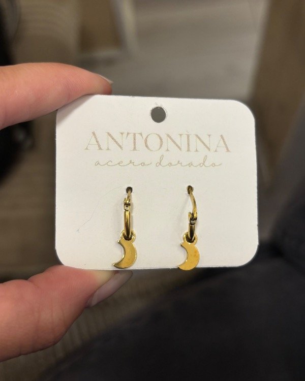Producto - ARGOLLITAS LUNA COLGANTE GOLD (Par)