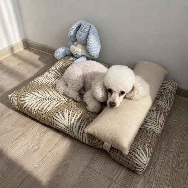 Producto - Colchonetas Rectangular con Almohadon Hojas Beige - 1