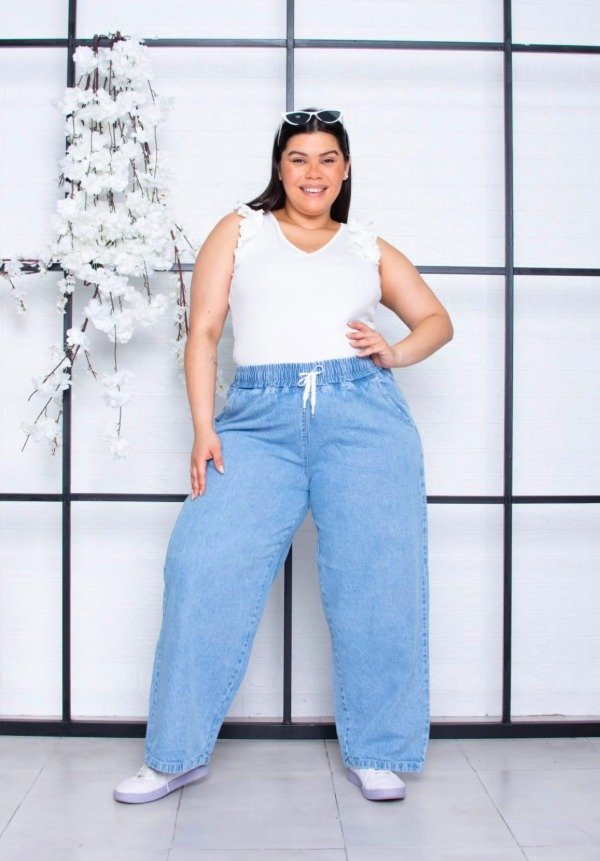 Producto - WIDE LEG CON ELASTICO COLOR CELESTE