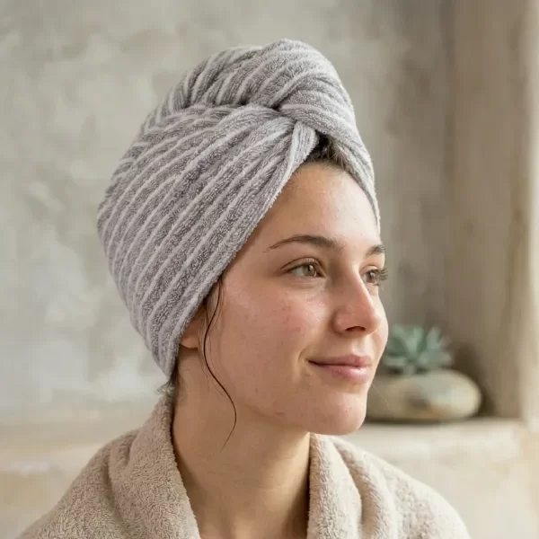 Producto - TURBANTE RAYADO DE SECADO RAPIDO SUPER ABSORBENTE COLORES SURTIDOS - 1