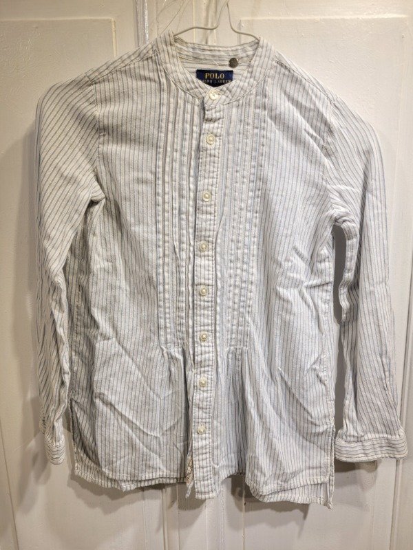 Producto - Camisa POLO RALPH LAUREN rayada blanco y celeste Talle 7 años - PRECIO: 16X