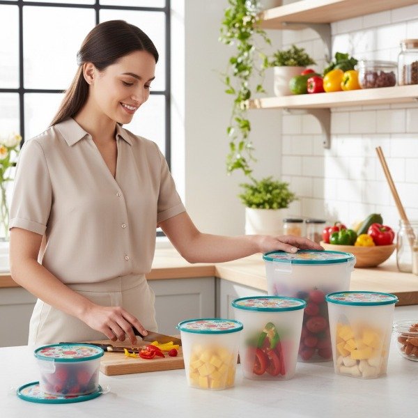 Producto - SET X 5 HERMETICOS CIRCULARES ALTOS 5.1 LTS 3.2L 1.6L 970ML 600 ML