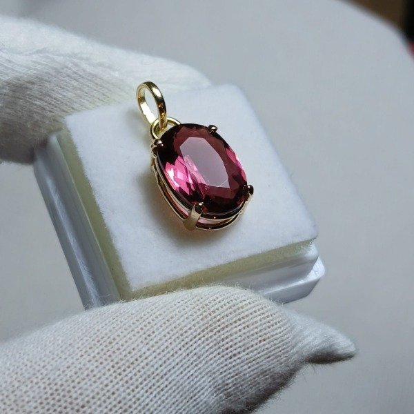 Producto - Dije oro 18k con turmalina rosada facetada