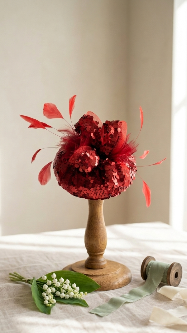 Producto - fascinator paillete Bordado en Rojo - 0