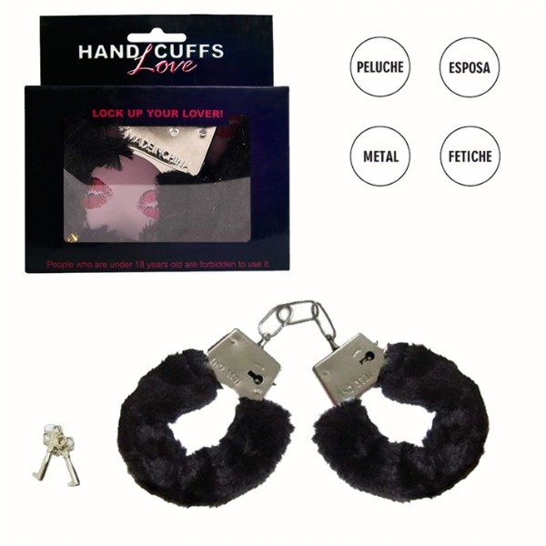 Producto - Esposas metálicas con peluche de color negro