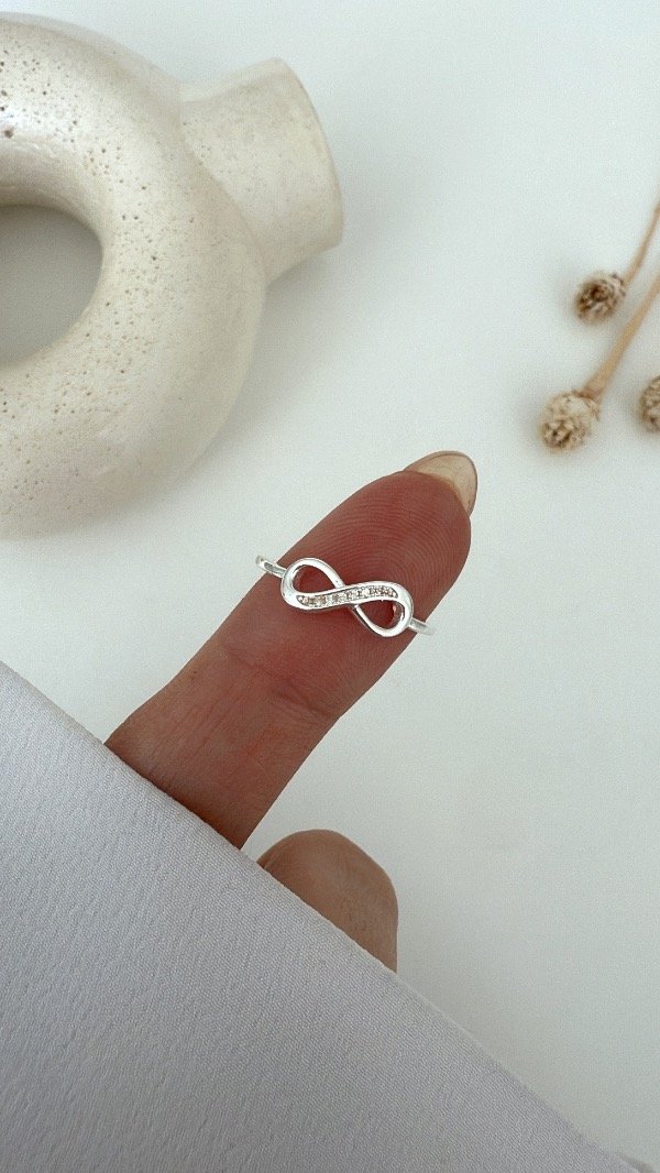 Producto - Anillo Infinito liso y cubic 18mm P925