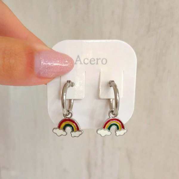 Producto - Aros argolla arcoiris colgante