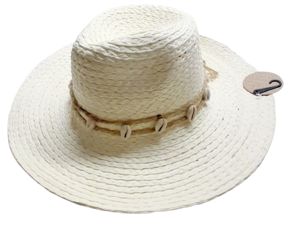 Sombrero rafia con caracoles