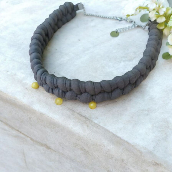 Producto - Gargantilla trenzada algodón con Ágatas