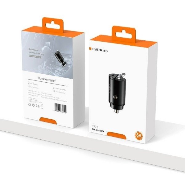 Producto - Adaptador de Metal Para Auto de Carga Rapida Salidas USB-TPC CR22.