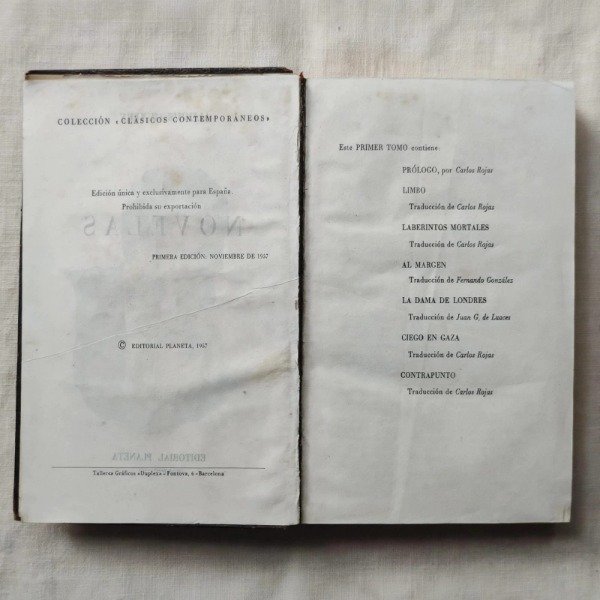 Producto - Aldous Huxley, novelas/1ra Edición/Ed. Planeta, 1957. - 3
