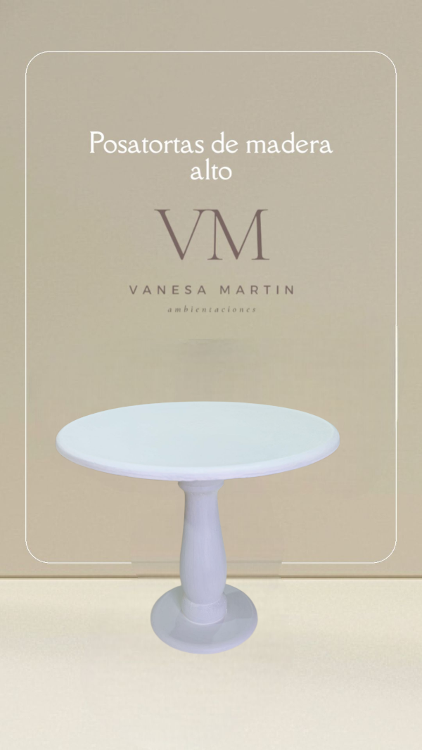 Producto - Posatortas madera blanco alto