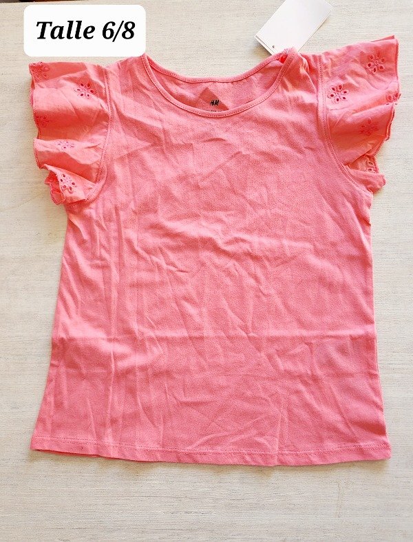 Remera manga corta HyM talle 6/8 rosa
