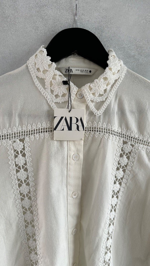 Producto - Camisa combinada crochet Zara - 1