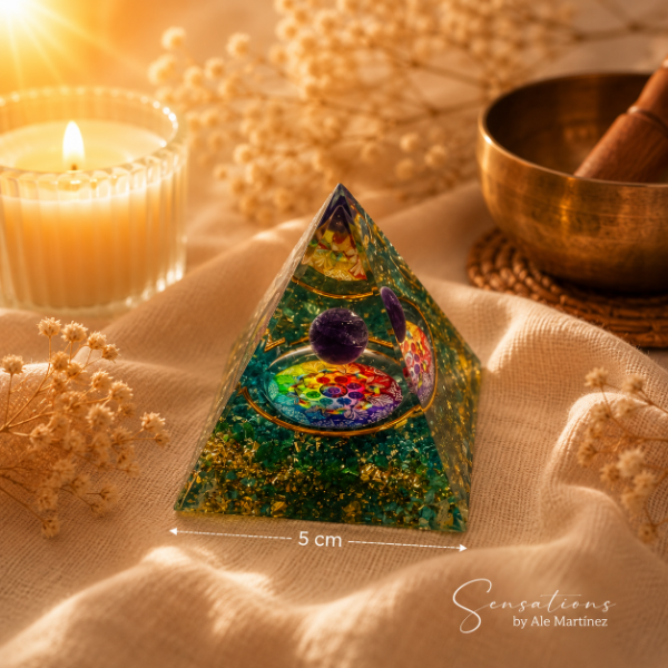 Producto - Pirámide Armonizador Energético  Mandala 7 Chakras y Amatista - 2