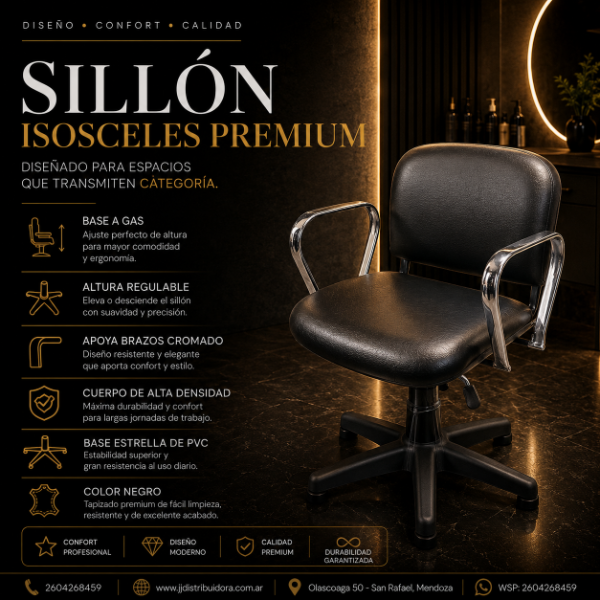 Producto - Sillón peluquería de corte Isósceles Cromado