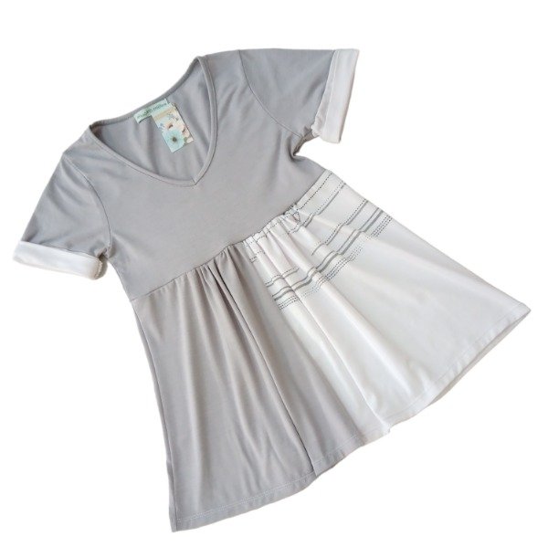 Producto - Sale!! Remera Alida- Blanco y gris- T1 (equivale a talle S-38)