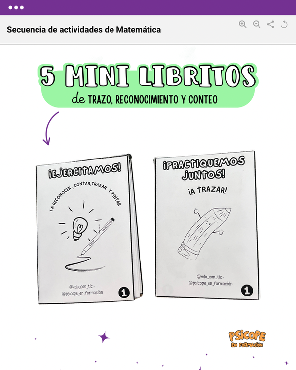 Producto - - 5 MINI LIBRITOS DE TRAZO, RECONOCIMIENTO Y CONTEO DEL 1 AL 9 -