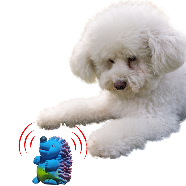 Producto - Juguete para Perros de Goma con Chifle - Erizo Azul, 11x10x7 cm - 0
